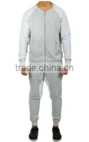 raglan sleeve zipper up custom cotton tracksuits new design