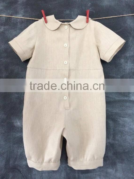 Boys Linen Romper Infant Baby Linen Jon Jon Shortall Toddler Baptism Outfit