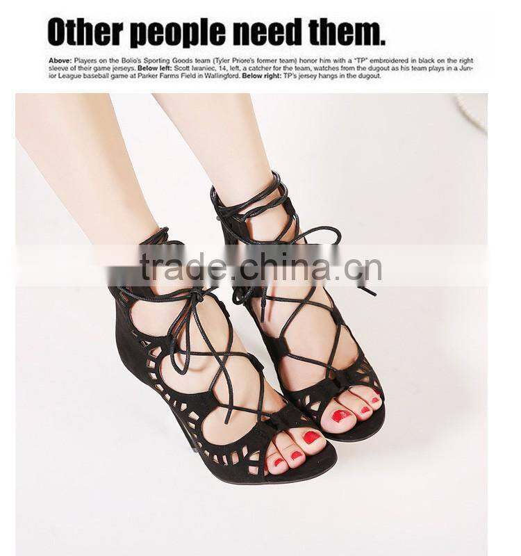 Newest Black Leather Shoes Open Toe High Heel Sandal Women