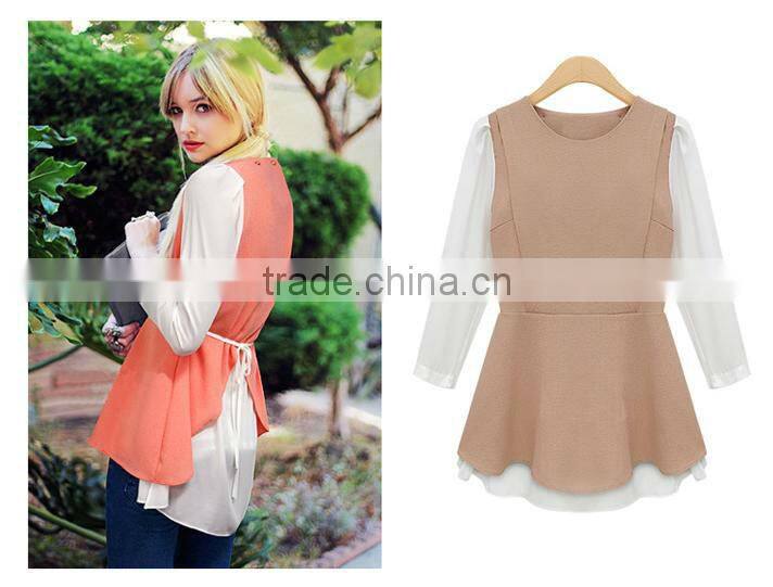 ET13007 Women's Long Sleeves Casual Chiffon T-shirts