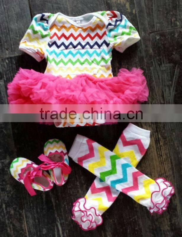 baby girls chiffon/chevron dress bodysuit dress baby cotton romper with hot pink tutu swing top swing outfit adorable girl