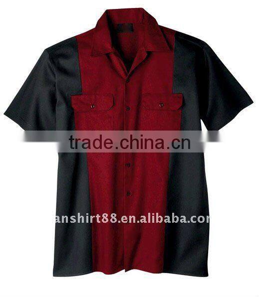 mens two-tone short sleeve relaxed fit work shirt