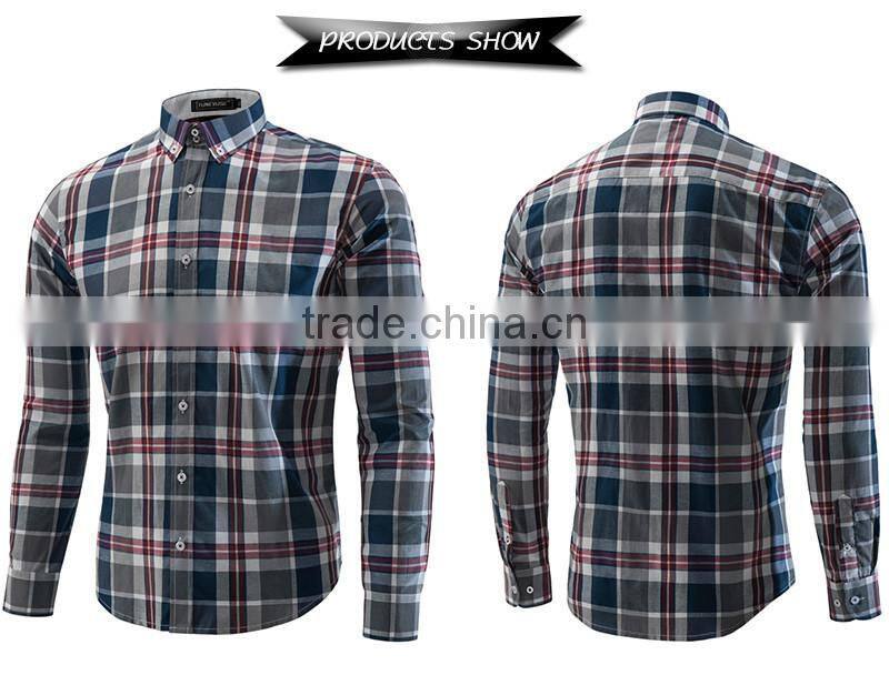 New product 2016 European fashion 100% cotton yarn dyed plaid shirt wholesale men's clothing