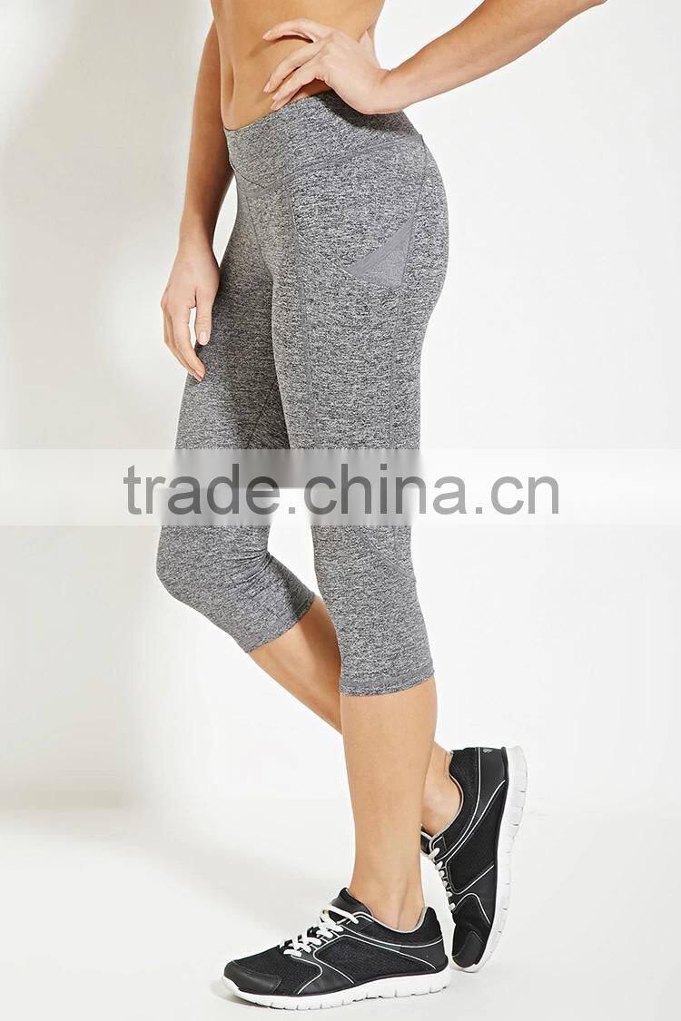 Guangzhou Shandao factory manufacture cheap wholesale 95% cotton 5% spandex women's 3/4 gym pants
