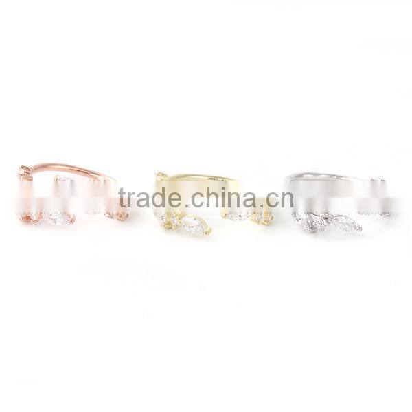 White Copper Open Rings Gold Plated Leaf