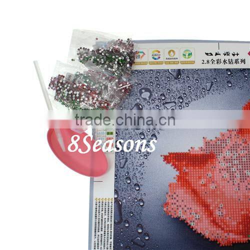 Custom Handmade Red Flower Pattern Embroidery Diamond Painting Cross Stitch Fabric Kit