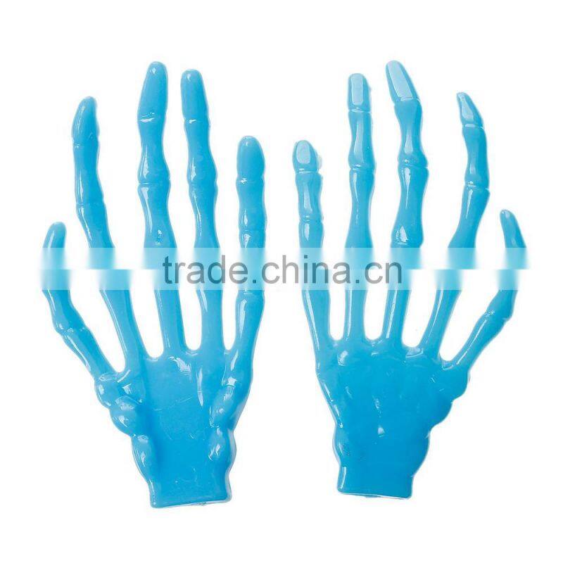 Plastic Cabochon Skull Hand Halloween Ornaments Blue 7.5cm x 4cm,30PCs