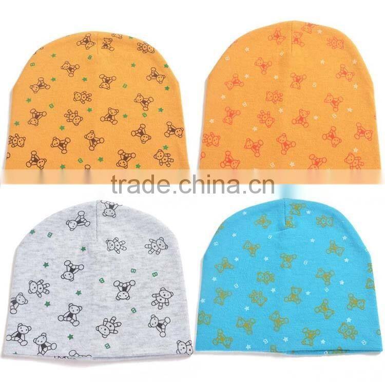 spring&summer korea style 100%cotton cute boys&girls bear baby beanie hat