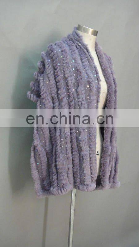 Ladies Elegant Knitting Shawl with 100% Rabbit Trim & Sequins NEW FOR 2011/2012 ( Style: # B188)