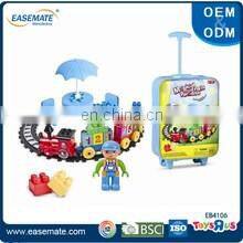 Wholesale building block toy car tracks with suitcase