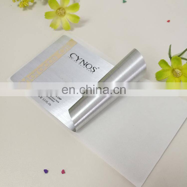 China manufacture 100ml Morocco oil adhesive label printing aluminium silver foil sticker