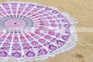 Indian Round Mandala Beach Throw Hippie Yoga Mat Towel Tassle Picnic Roundie Art