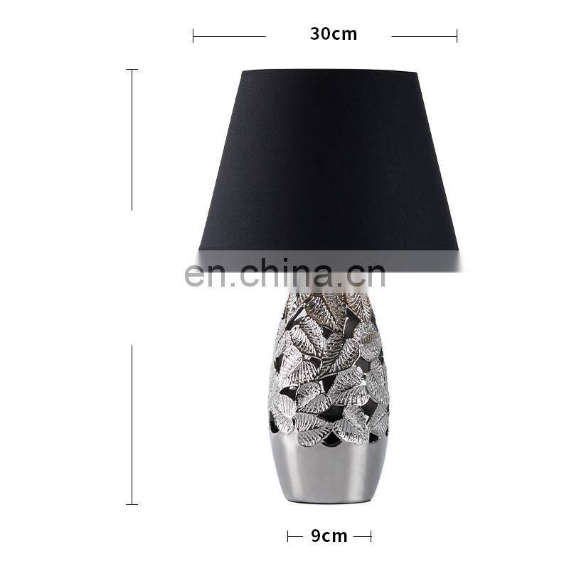 new design of rattan pattern ceramic desk lamp for indoor room