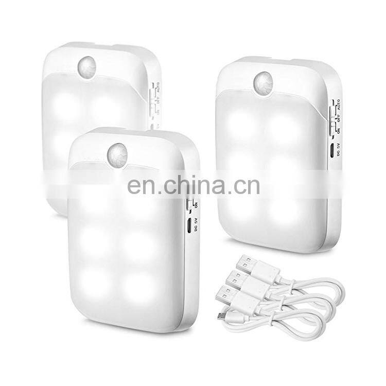 Cordless Wall Light, Rechargeable LED Night Light, PIR Motion Sensor Night Light with USB Cable 2 Modes for Closet, Cabinet