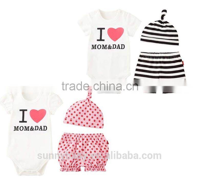 Hot Selling Cute 3pc of Newborn Baby Clothing Set