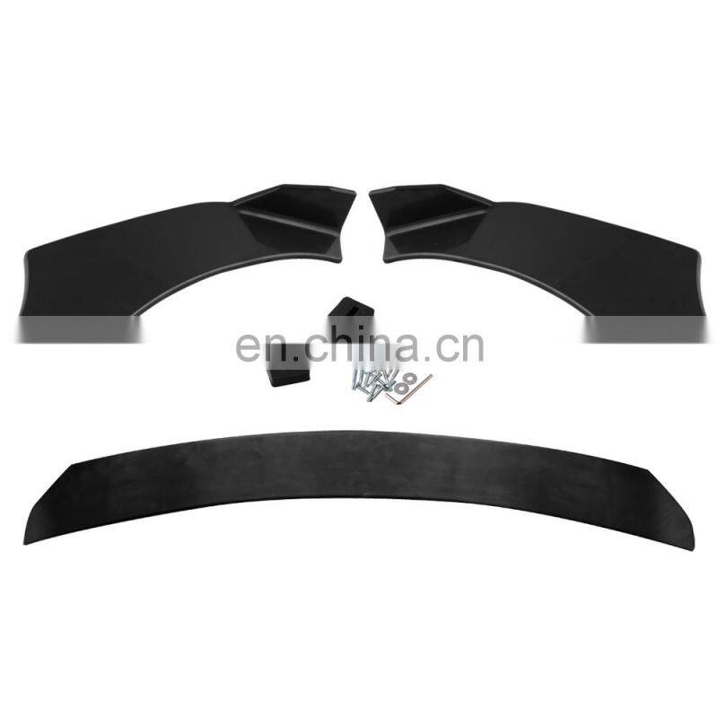 Black three-section design arrives in body kit UNIVERSAL Accessory ABS Universal front bumper lip spoiler