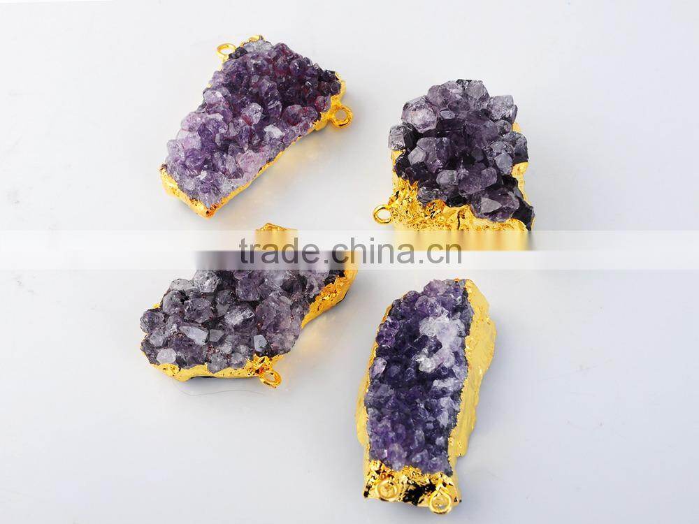 Natural Real Rough Drusy Black Agate Crystal Amethyst Rings Gemstone Ring with adjustable metal women finger jewelry