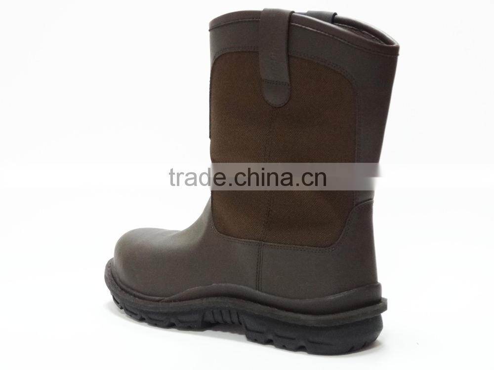 Best quality brown color pull-up rubber sole safety rigger boots