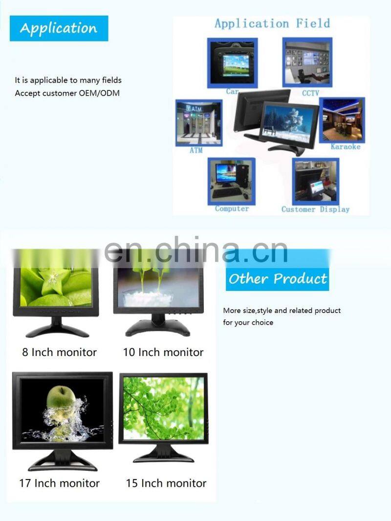 Factory Price HD Input 12 inch Industrial screen POS LCD Monitor outdoor screen display