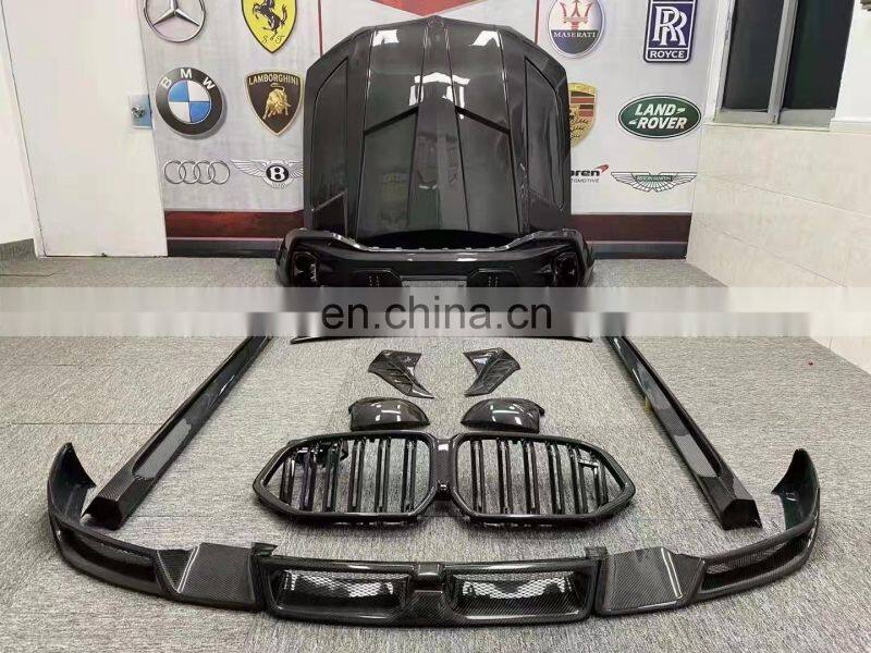 Runde Top Quality Carbon Fiber For BMW X6 G06 Larte Design Style Body Kit Front Lip Rear Bumper Side Skirt Grille Spoiler Hood