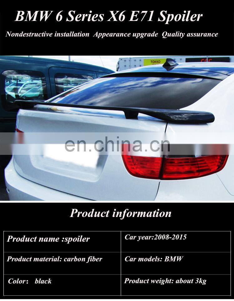Runde Auto Parts Excellent Quality Carbon Fiber rear Spoiler Wing for 2008-2015 BMW 6 Series X6 E71Spoiler