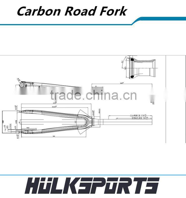 High-end road bike carbon front fork 3k/ud bicycle disc-brake fork 370mm carbon road fork