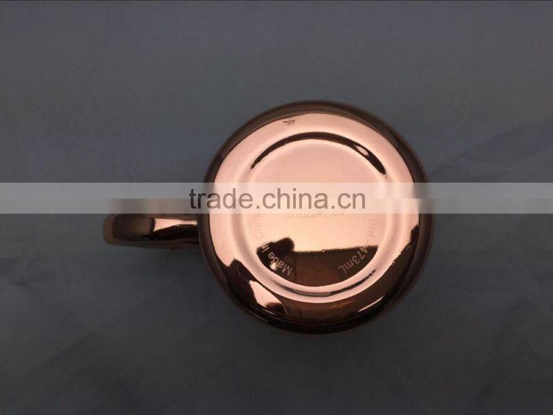 Hot coffee Mug Passed FDA, CA65 Double Wall 304 Stainless Steel, Copper Plated 17oz 500mL insulated Beer Mug with plastic lid