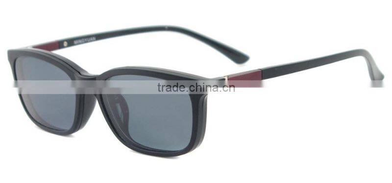 Tr90 plastic optical frame with polarized clip on sunglasses