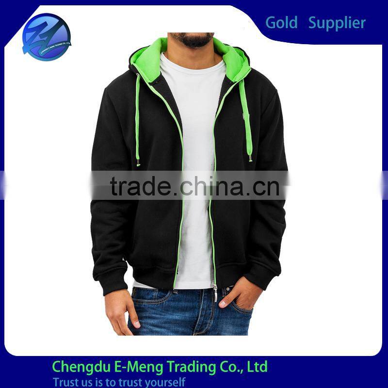 High Quality Cotton Fleece Zip Custom Hoodies Blank for Men