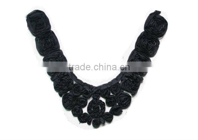 Black chiffon flower neckline