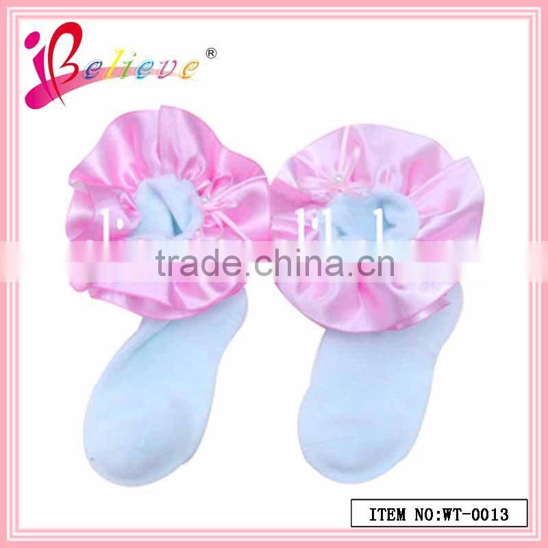 Wholesale fancy baby socks,nice ribbon bow cute socks for babies (WT-0011)