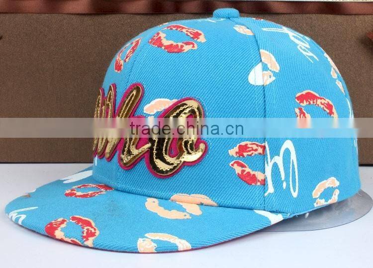 WHQ Embroidery Colorful Mouth Printing Flat Brim Boys Girls Kids Baseball Cap