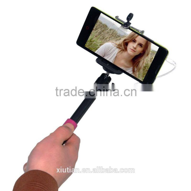 hot Cable Control selfie stick Monopod With Phone Holder For smart phone