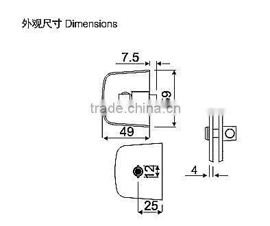 Brazil V-4 glass cabinet door clip