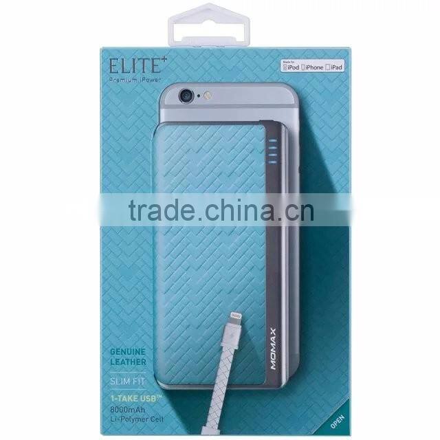 Momax Power bank For IOS 9 MFI 8000MAH 2.4A Fast Charging Battery Power Bank With MFI For iPhone SE/5/5S/6/6S/Android TB-0287