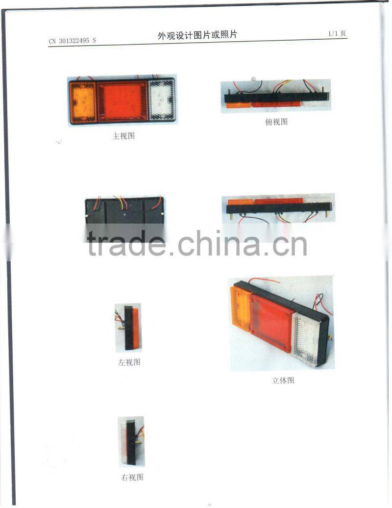 CCC & ISO certificated construction truck led stop rear lights
