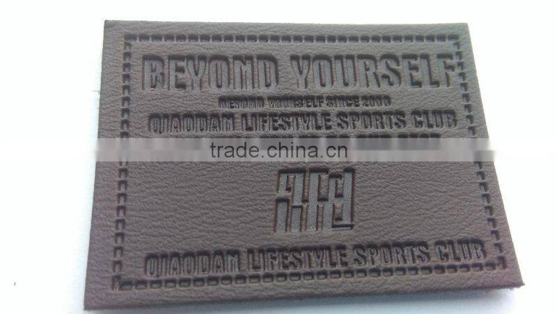 custom debossed leather jeans patch for garment