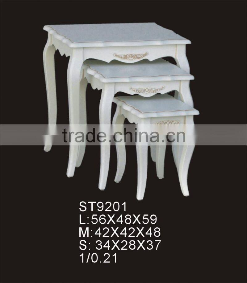 white wooden end table