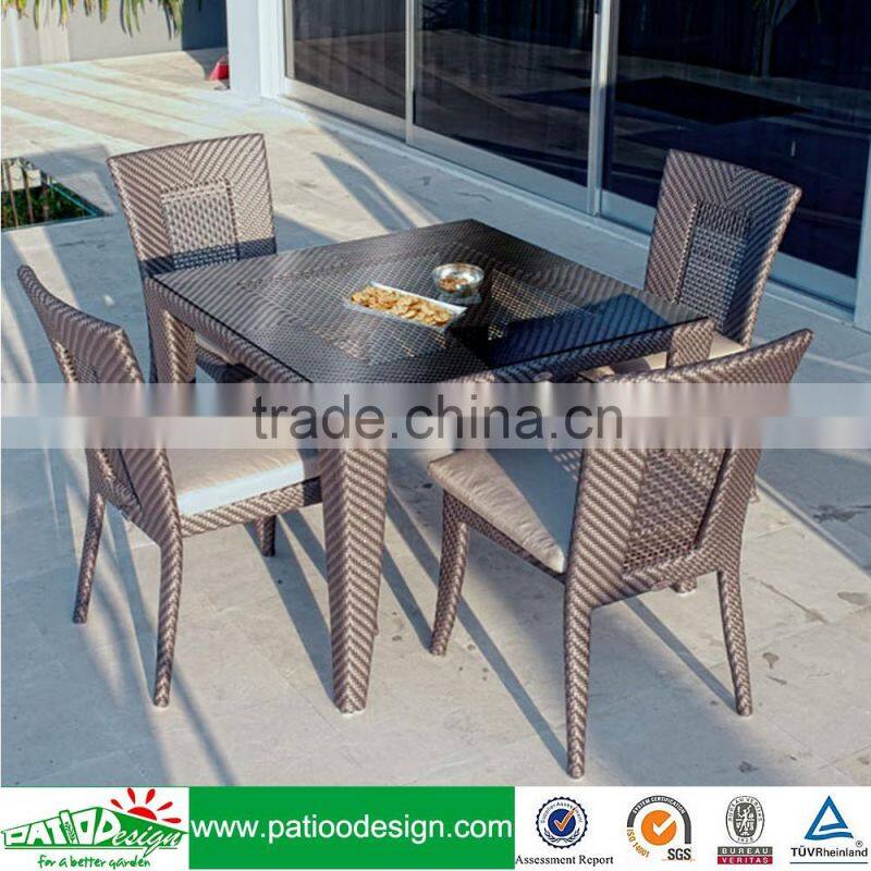 Outdoor rattan furniture dining collection with square table