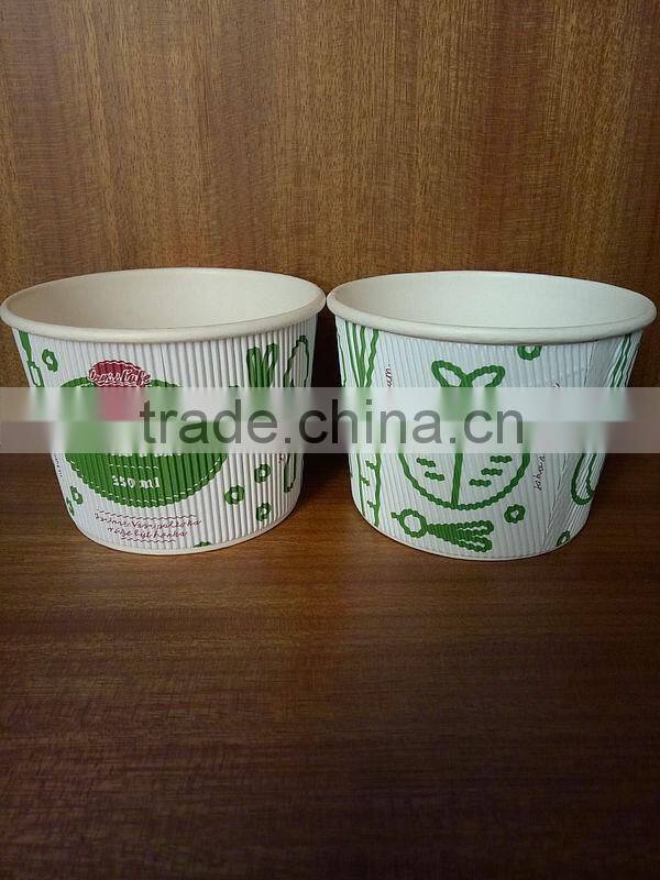 ripple corrugated pe coated double wall insulated promotional hot soup paper bowl in china supplier