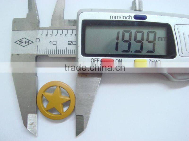 20mm five star design metal snap button with yellow color for kids