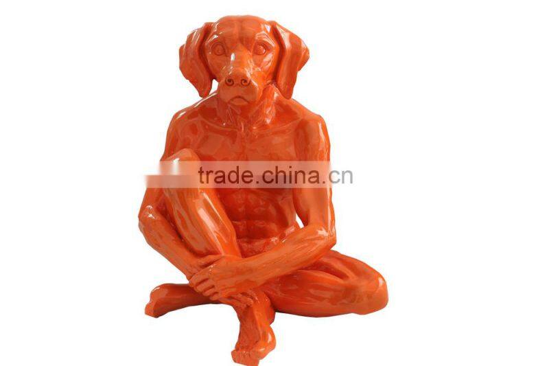 resin human body with dog head statue,creative statue