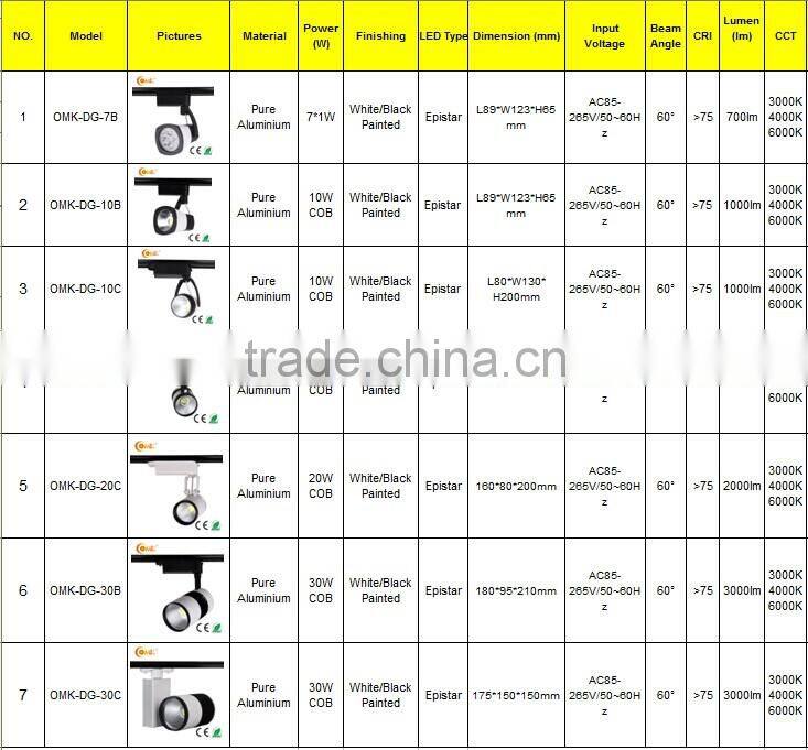 China Supplier White Painted 30W LED COB Track Light