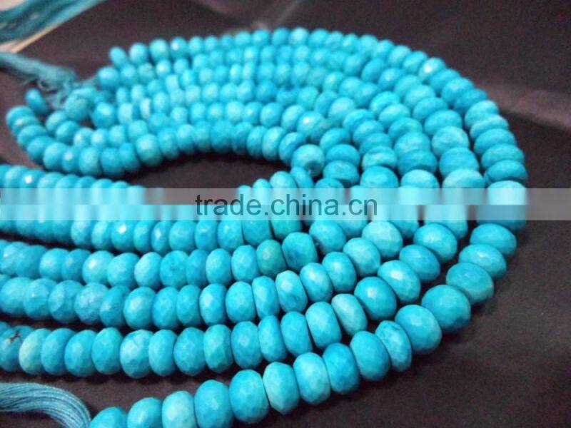 AAA QUALITY TURQUOISE FACETED RONDELLE LOOSE GEMSTONE BEADS