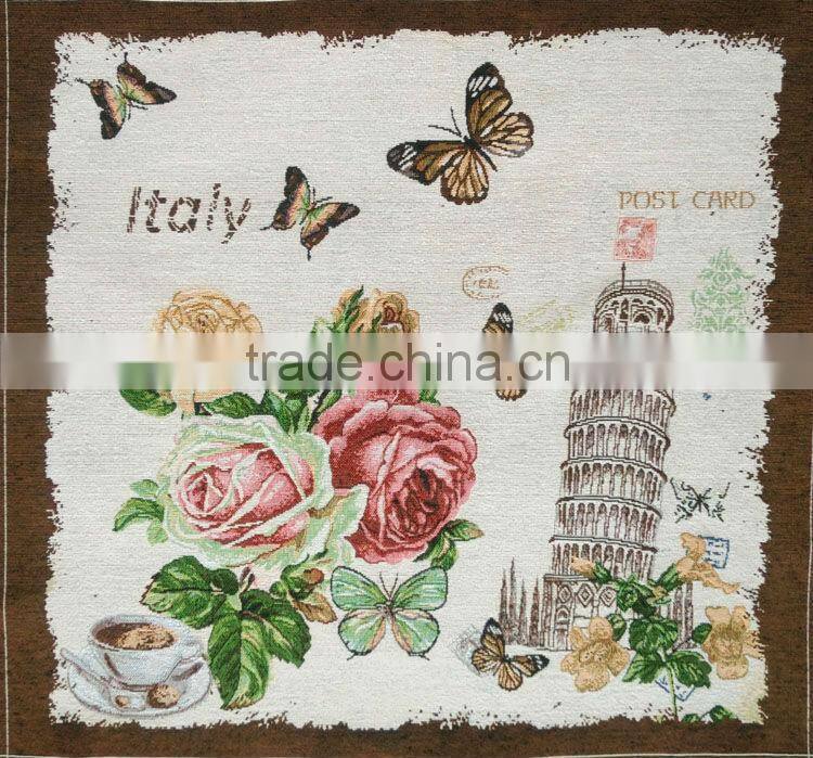 jacquard cushion polycotton cushion for home &hotel decoration &promotion&gift white rose design-37