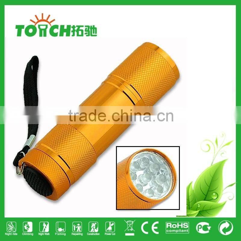 mini torch light 9 led flashlight by 3*AAA battery 9 led gift flashlight