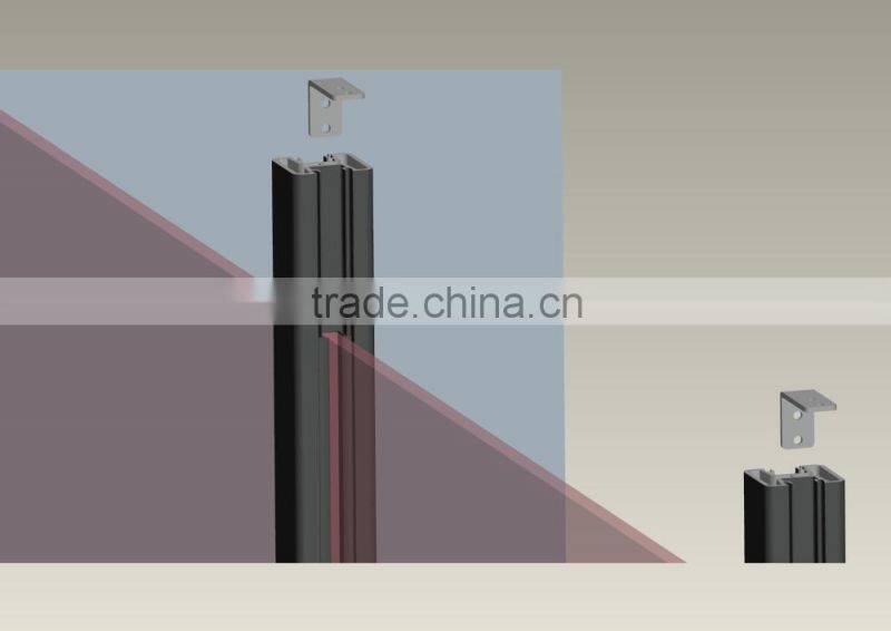 Aluminum square post 90 degree with plastic insert to hold glass