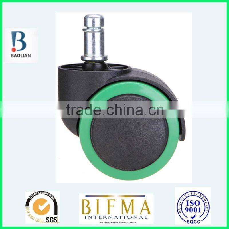 BL 50mm smal black& green durable mute swivel outdoor rubber office chair caster