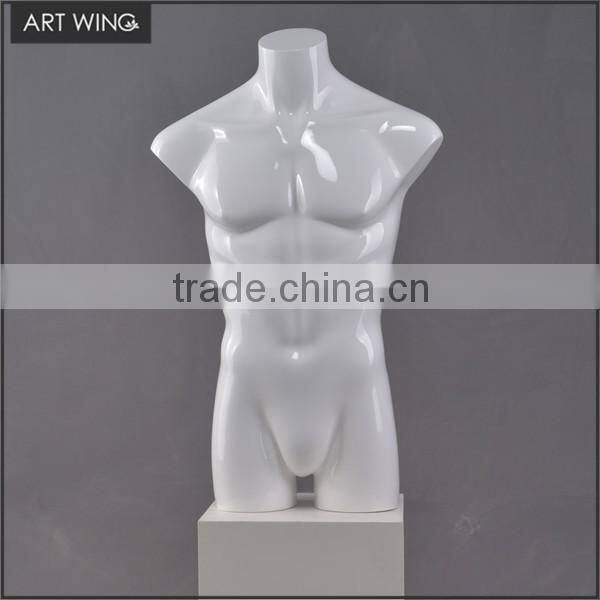sexy half body vintage man mannequin torso big hip with wooden arms
