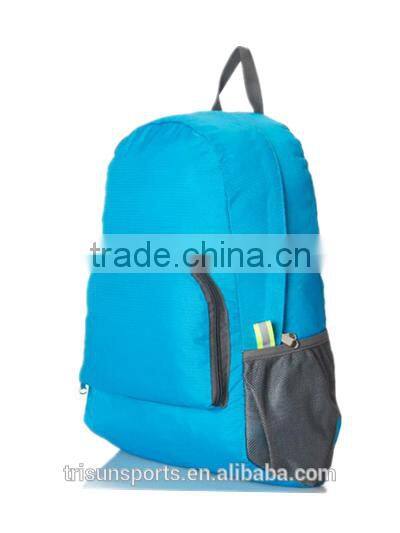 easy carry polyester foldable travel backpack with two layers